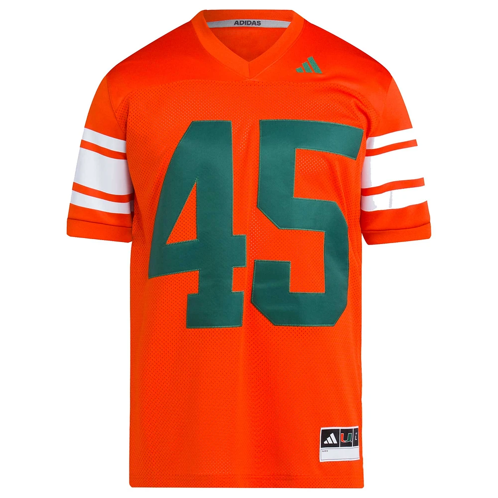 Men's adidas  #45 Orange Miami Hurricanes Football Icon Premier Jersey