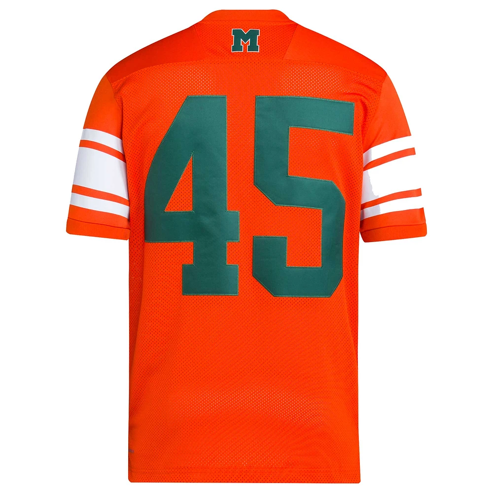 Men's adidas  #45 Orange Miami Hurricanes Football Icon Premier Jersey