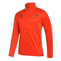 Men's adidas Orange Miami Hurricanes 2023 Sideline AEROREADY Half-Zip Top