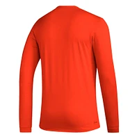 Men's adidas Orange Miami Hurricanes Mighty Mascot Pregame Long Sleeve T-Shirt
