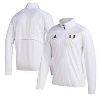 Men's adidas Miami Hurricanes Sideline AEROREADY Raglan Sleeve Quarter-Zip Jacket