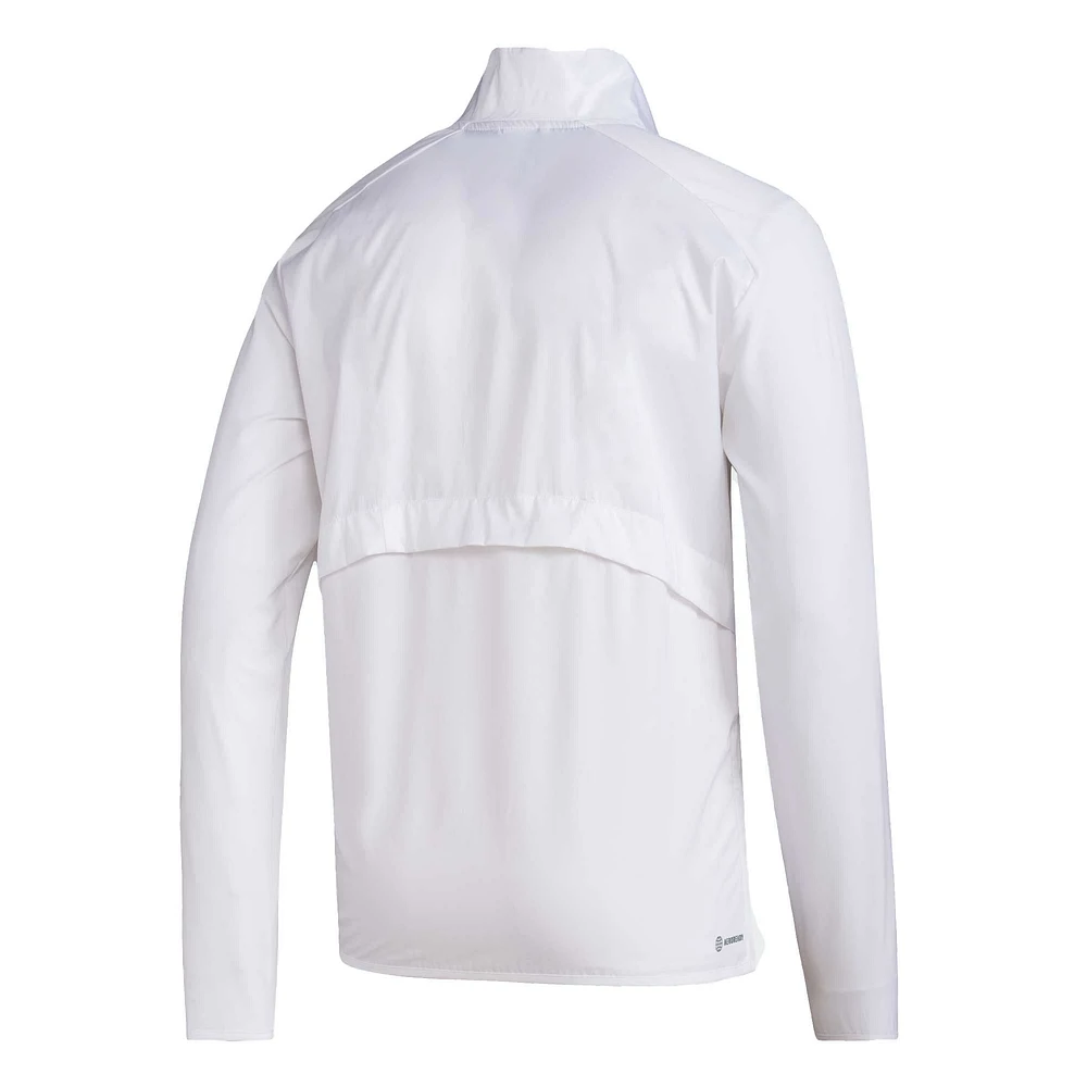 Men's adidas Miami Hurricanes Sideline AEROREADY Raglan Sleeve Quarter-Zip Jacket