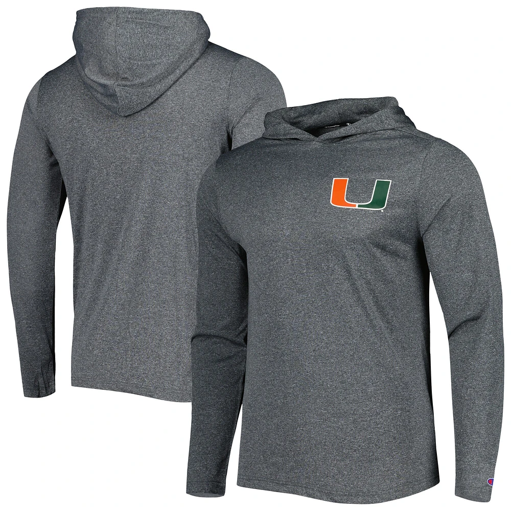 T-shirt à capuche manches longues Champion Miami Hurricanes gris pour homme