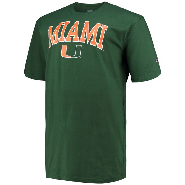 T-shirt Homme Vert Champion Miami Hurricanes Tailles Big & Tall Arch Over Wordmark