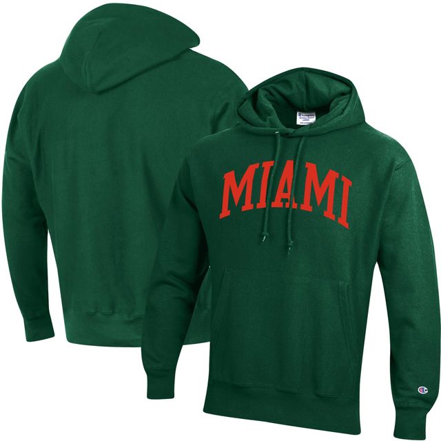 Chandail à capuchon armure inversée pour homme Champion Green Miami Hurricanes Team Arch