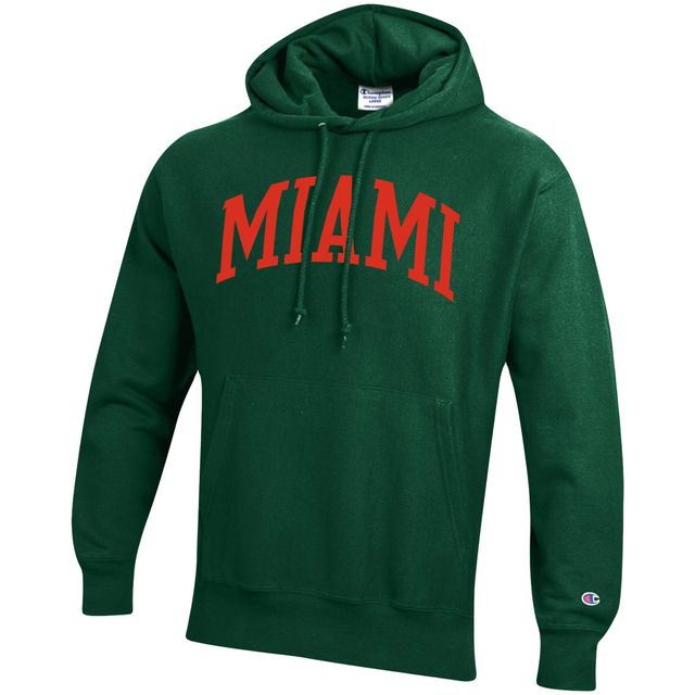 Chandail à capuchon armure inversée pour homme Champion Green Miami Hurricanes Team Arch