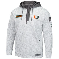 Men's Colosseum Arctic Camo Miami Hurricanes OHT Military Appreciation Quarter-Zip Hoodie