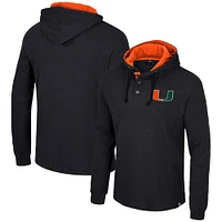Men's Colosseum Black Miami Hurricanes Affirmative Thermal Hoodie Long Sleeve T-Shirt