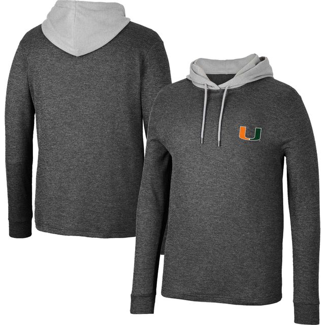 Colosseum Black Miami Hurricanes Ballot T-shirt à capuche thermique manches longues en tricot gaufré pour homme