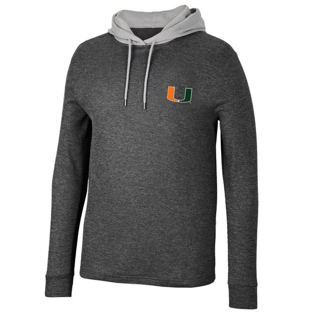 Colosseum Black Miami Hurricanes Ballot T-shirt à capuche thermique manches longues en tricot gaufré pour homme