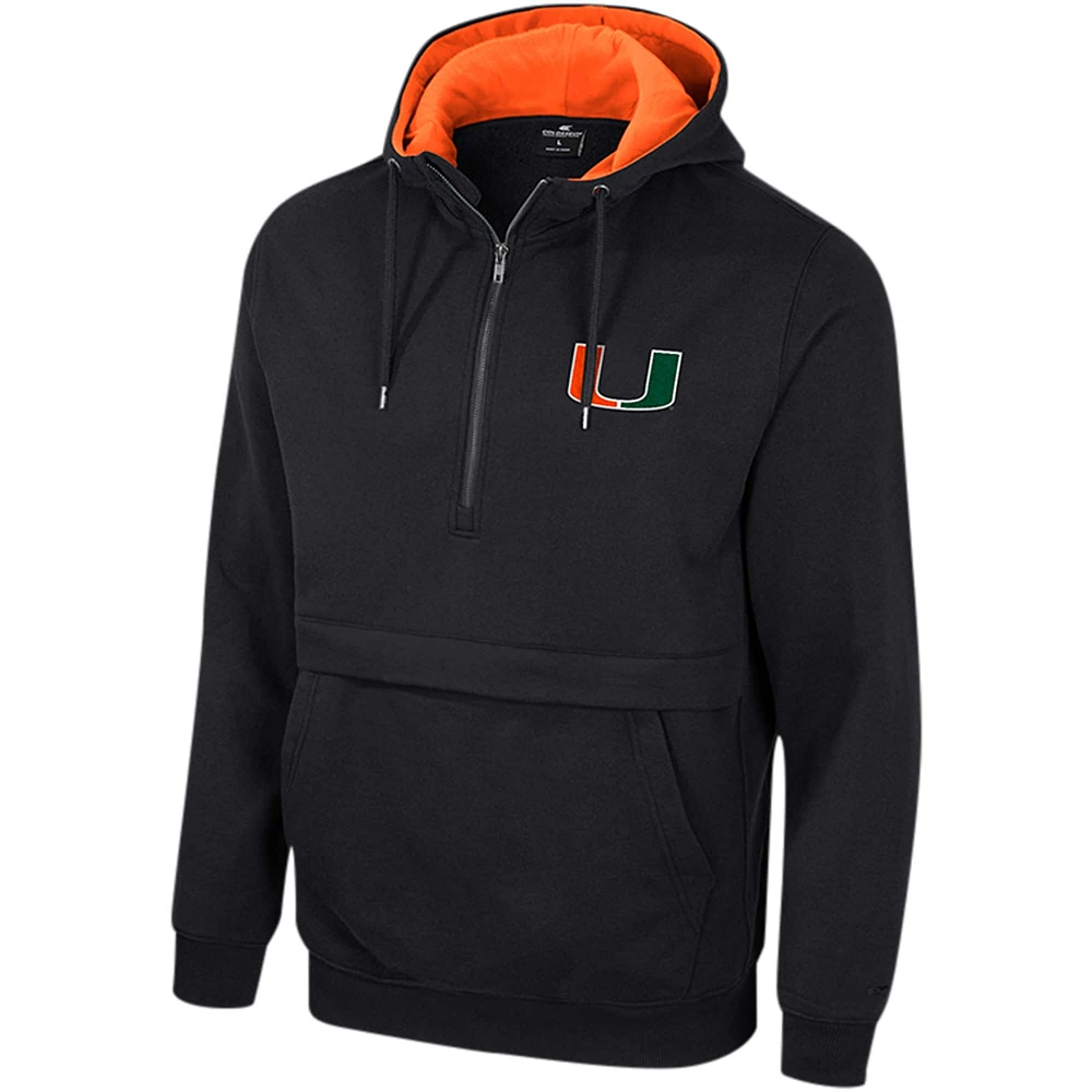 Men's Colosseum Black Miami Hurricanes Half-Zip Hoodie