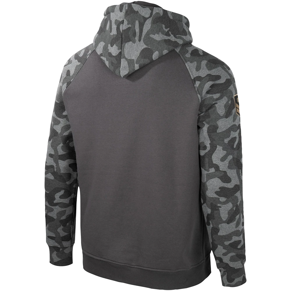 Men's Colosseum Charcoal Miami Hurricanes OHT Military Appreciation Camo Raglan Pullover Hoodie