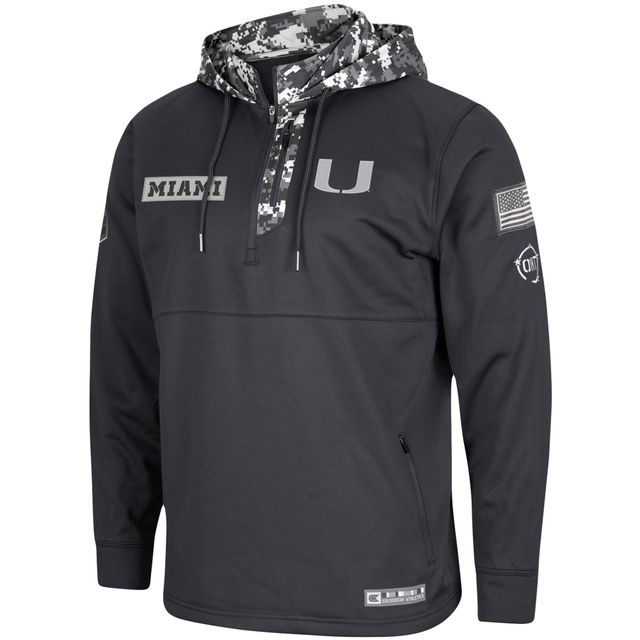 Sweat à capuche zippé pour homme Colosseum Charcoal Miami Hurricanes OHT Military Appreciation Digi Camo