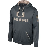 Sweat à capuche pour hommes Colosseum Charcoal Miami Hurricanes OHT Military Appréciation