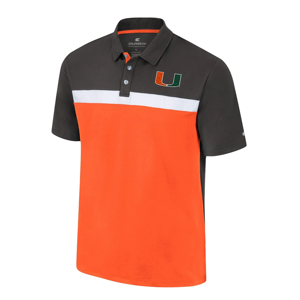 Men's Colosseum Charcoal Miami Hurricanes Two Yutes Polo
