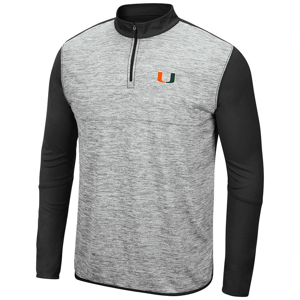 Men's Colosseum Gray/Black Miami Hurricanes Prospect Space-Dye Quarter-Zip Jacket