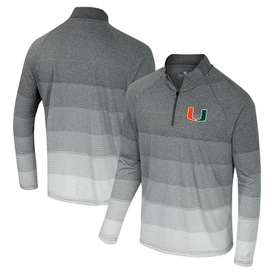 Coupe-vent raglan à glissière quart de tour en maille rayée AI Miami Hurricanes gris Colosseum pour hommes