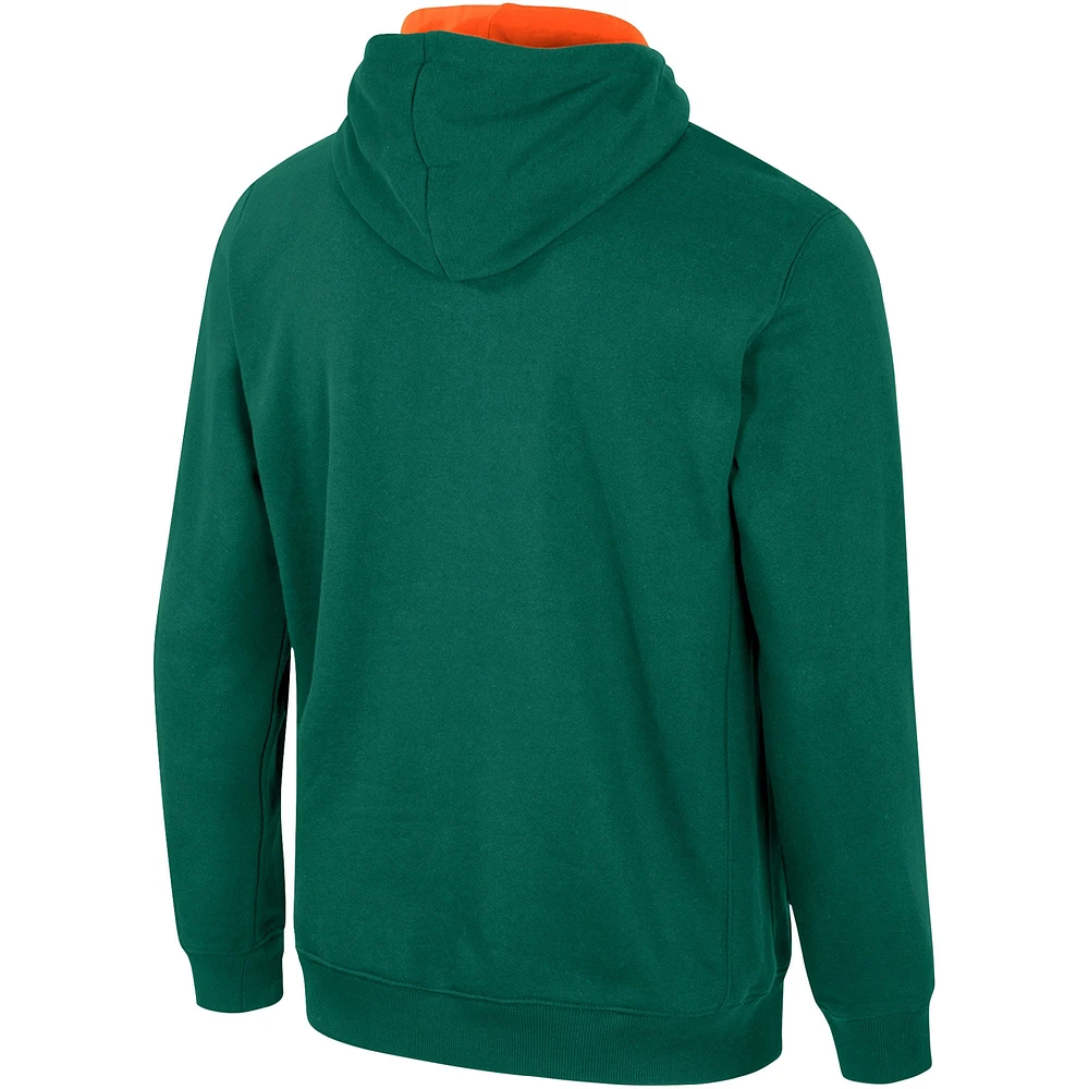 Men's Colosseum Green Miami Hurricanes Half-Zip Hoodie