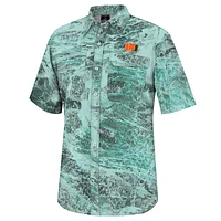 Men's Colosseum  Green Miami Hurricanes Realtree Aspect Charter Full-Button Fishing Shirt