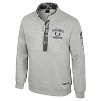Men's Colosseum Heather Gray Miami Hurricanes OORAH OHT Military Appreciation Fleece Quarter-Zip Jacket