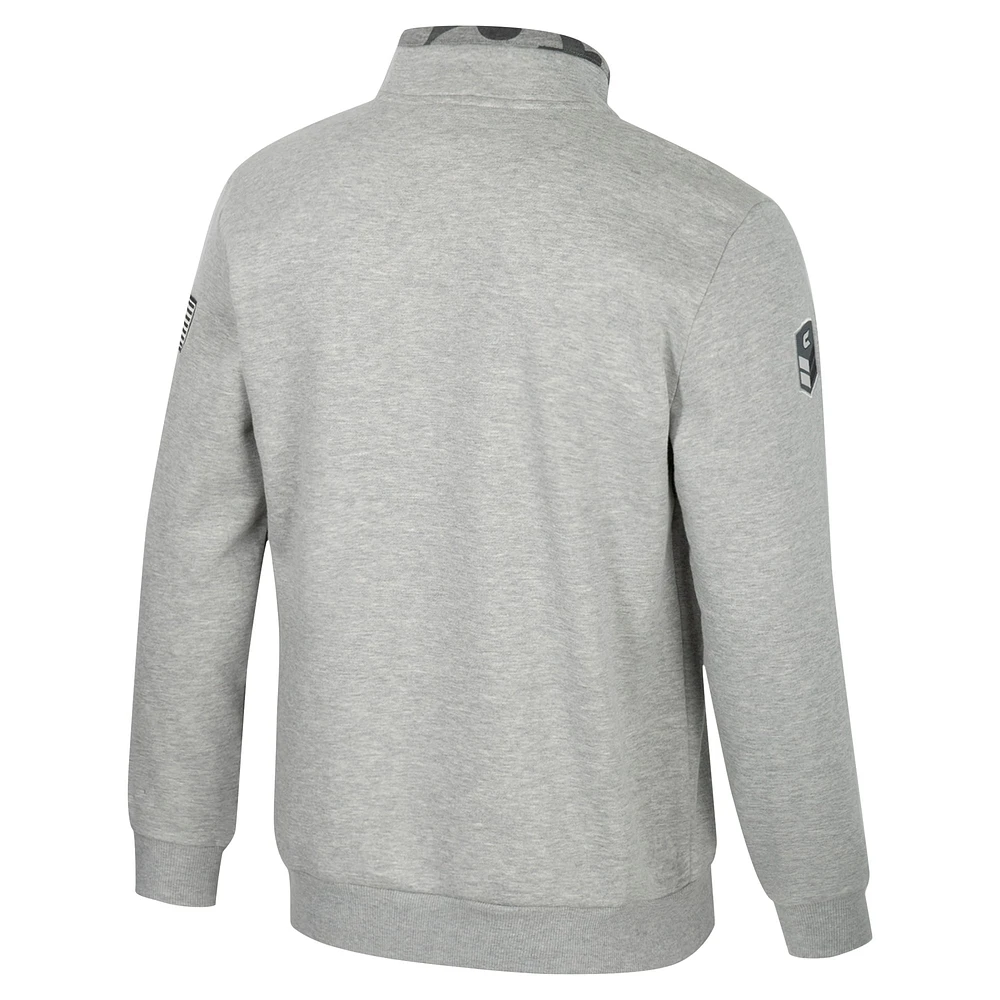 Men's Colosseum Heather Gray Miami Hurricanes OORAH OHT Military Appreciation Fleece Quarter-Zip Jacket