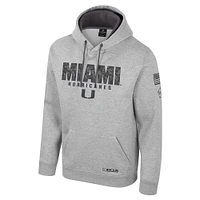 Sweat à capuche imprimé militaire Oorah OHT pour homme Colosseum Heather Grey Miami Hurricanes