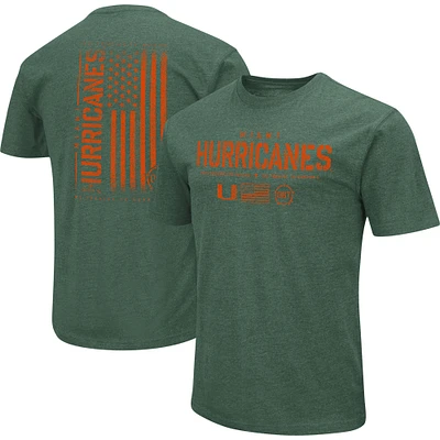 Colosseum Heather Green Miami Hurricanes OHT Military Appreciation Flag 2.0 T-shirt pour homme