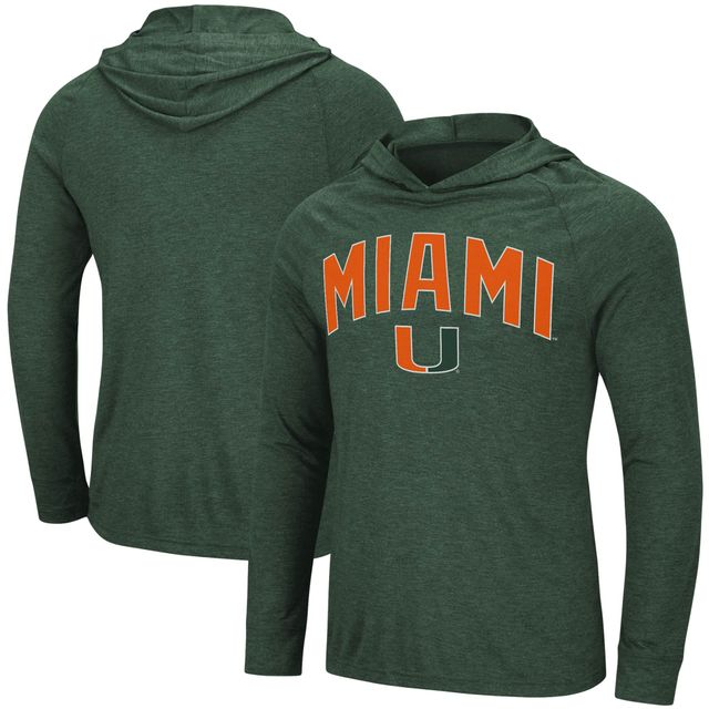 T-shirt à capuche Colosseum Heathered Green Miami Hurricanes Big & Tall Wingman Raglan pour homme