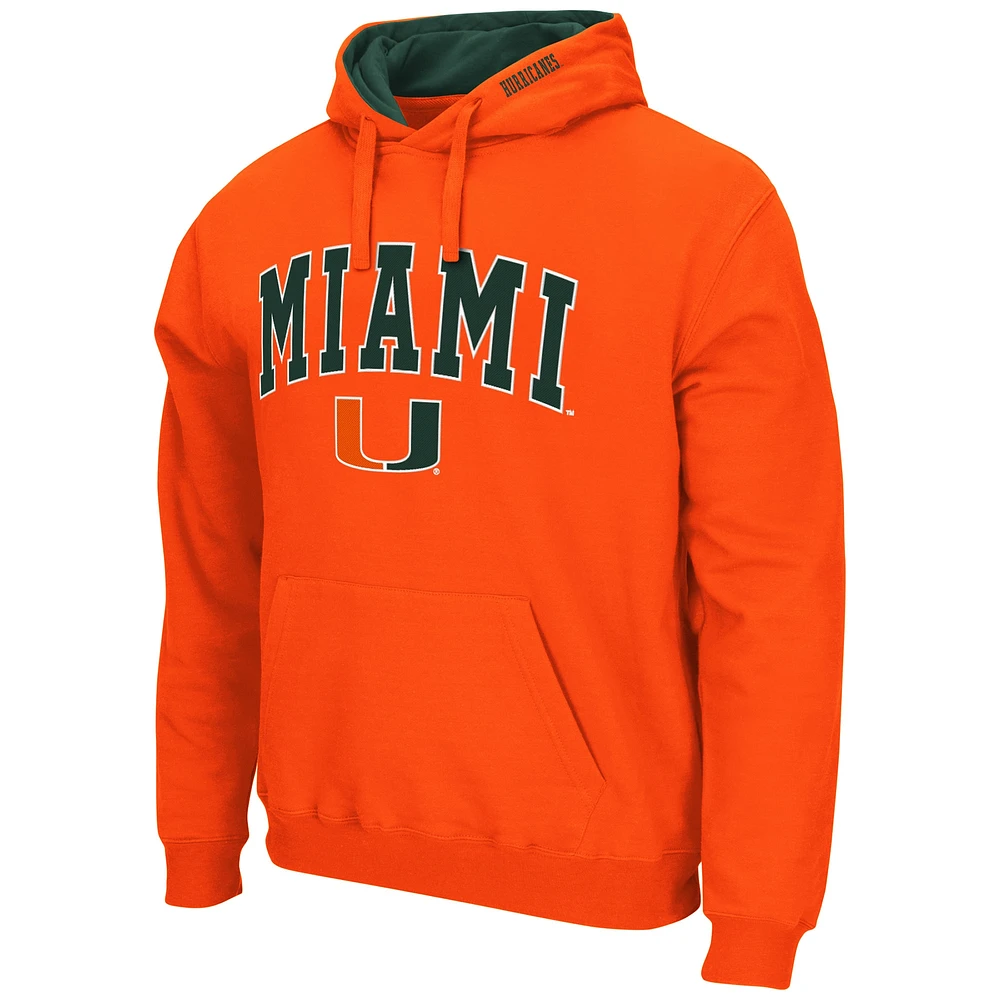 Men's Colosseum Orange Miami Hurricanes Arch & Logo 3.0 Pullover Hoodie