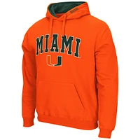 Men's Colosseum Orange Miami Hurricanes Arch & Logo 3.0 Pullover Hoodie