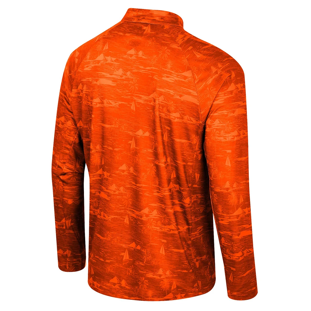 Men's Colosseum Orange Miami Hurricanes Carson Raglan Quarter-Zip Jacket