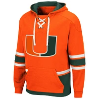 Men's Colosseum Orange Miami Hurricanes Lace Up 3.0 Pullover Hoodie