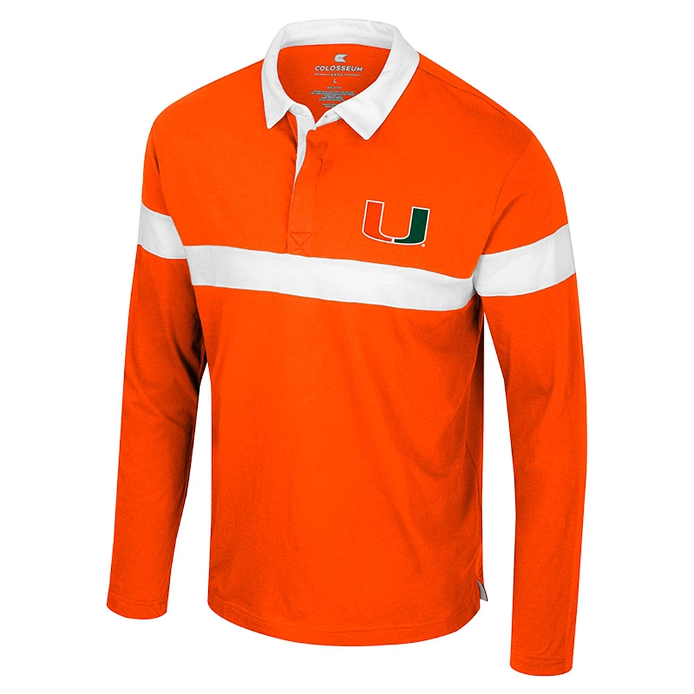 Men's Colosseum  Orange Miami Hurricanes Too Cool For School Long Sleeve Polo