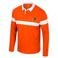 Men's Colosseum  Orange Miami Hurricanes Too Cool For School Long Sleeve Polo