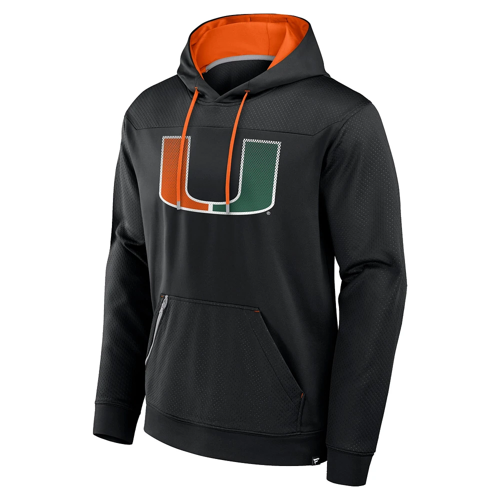 Men's Fanatics Miami Hurricanes Defender Dot Faded Primary Pullover Hoodie