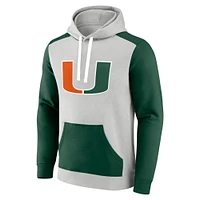 Men's Fanatics  Gray/Green Miami Hurricanes Primary Arctic Fleece Pullover Hoodie