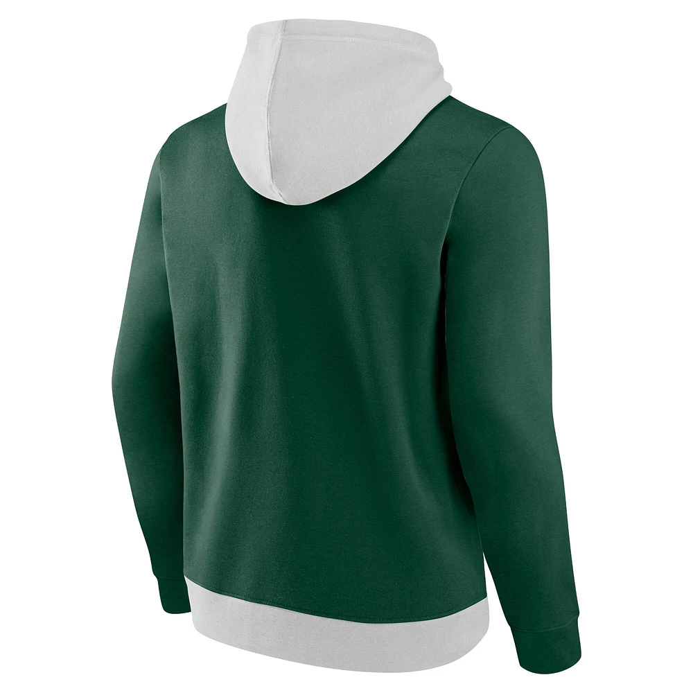 Men's Fanatics  Gray/Green Miami Hurricanes Primary Arctic Fleece Pullover Hoodie
