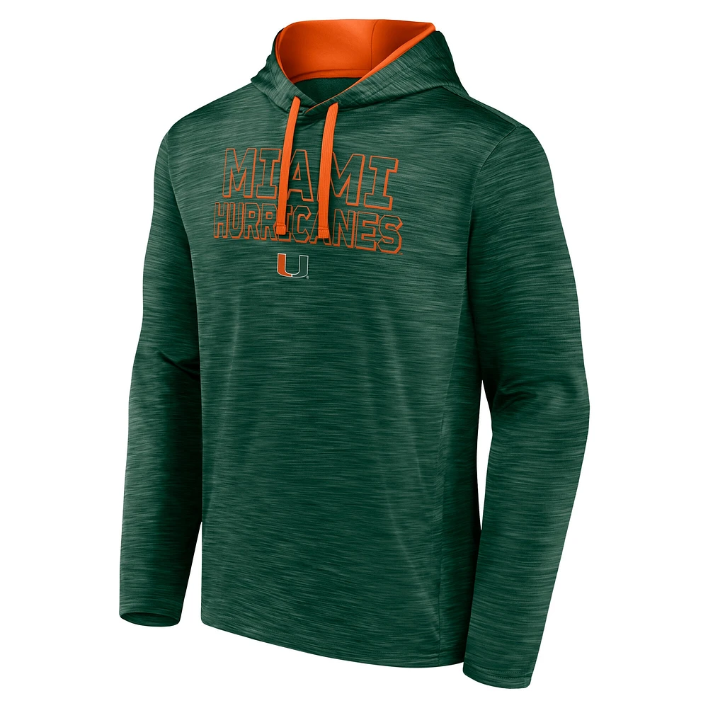Men's Fanatics Green Miami Hurricanes Athlete Poly Fleece Pullover Hoodie