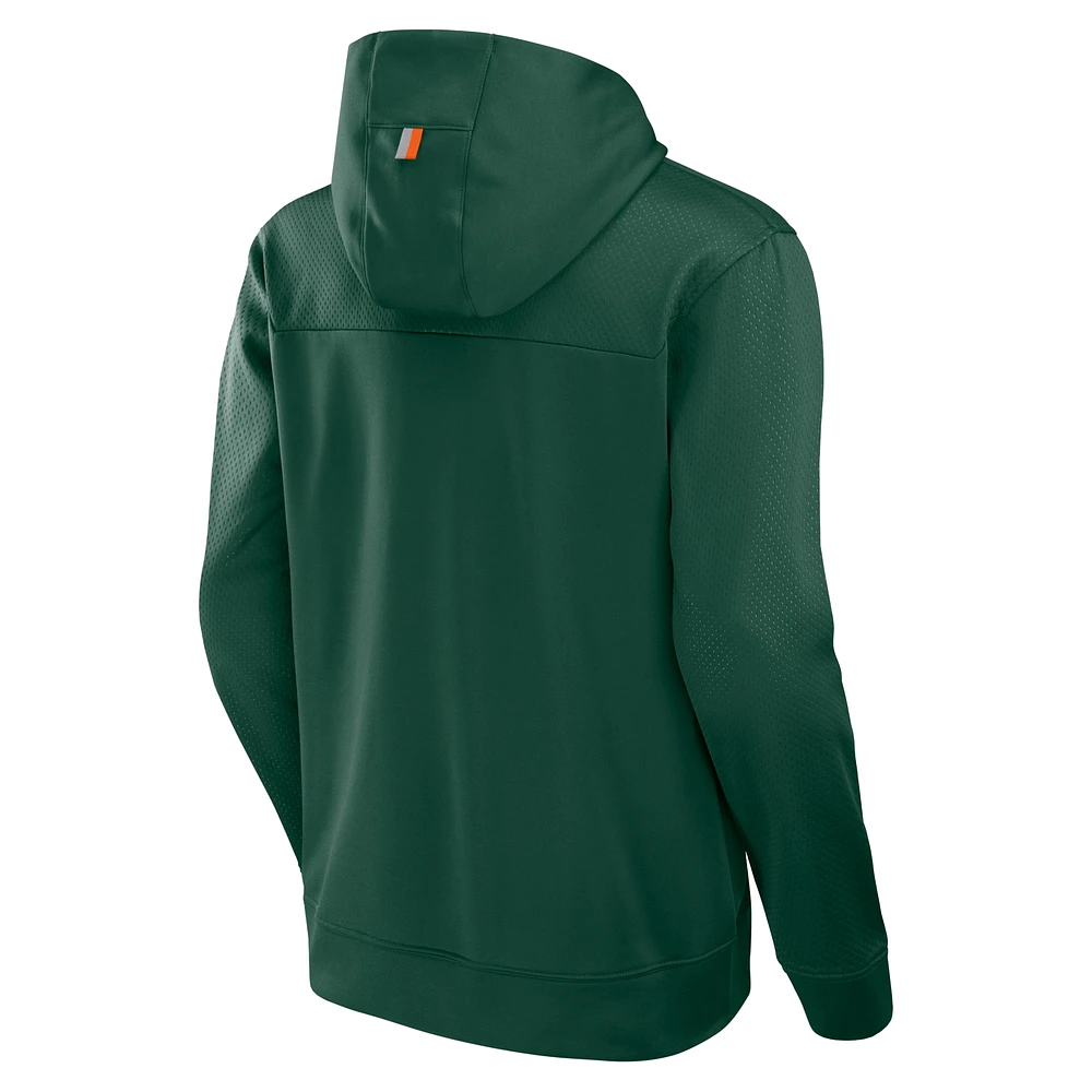 Men's Fanatics Miami Hurricanes Defender Dot Faded Primary Pullover Hoodie