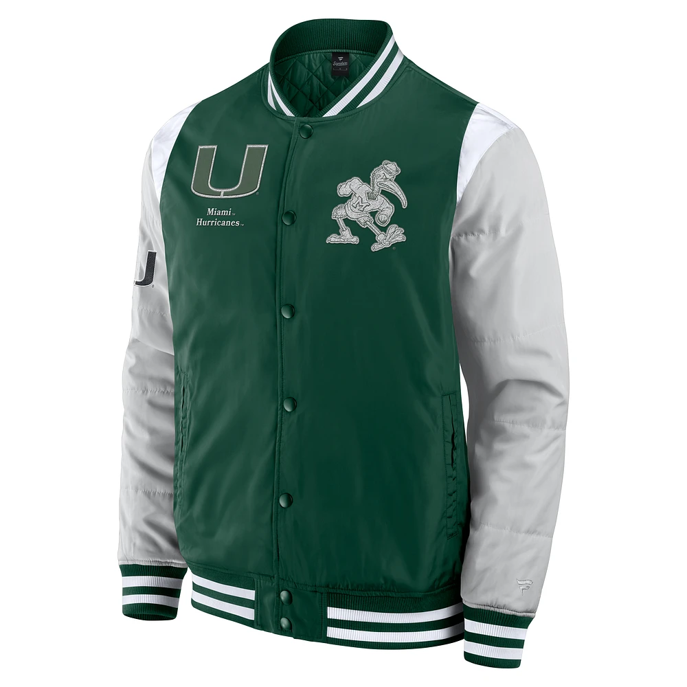 Men's Fanatics  Green Miami Hurricanes Elements Elite Full-Snap Jacket