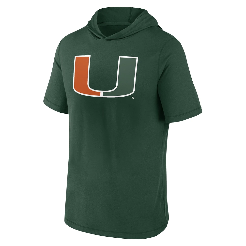 Men's Fanatics  Green Miami Hurricanes Primary Logo Hoodie T-Shirt