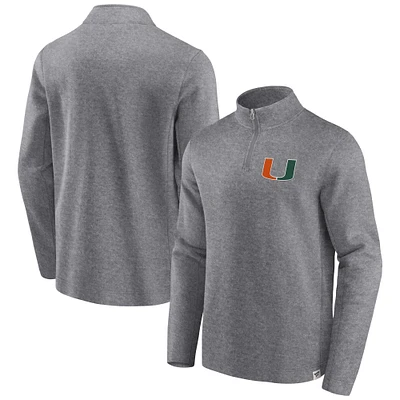 Men's Fanatics Heather Gray Miami Hurricanes Vintage Fleece Quarter-Zip Jacket