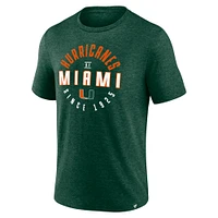 Men's Fanatics Heather Green Miami Hurricanes Weighted Circle Stack T-Shirt