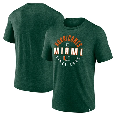 Men's Fanatics Heather Green Miami Hurricanes Weighted Circle Stack T-Shirt