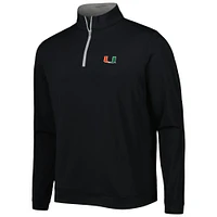 Men's Peter Millar Black Miami Hurricanes Perth Performance Quarter-Zip Top