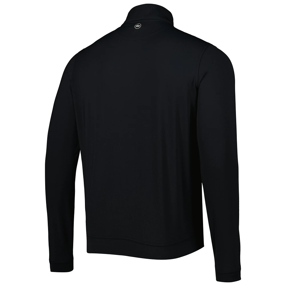Men's Peter Millar Black Miami Hurricanes Perth Performance Quarter-Zip Top