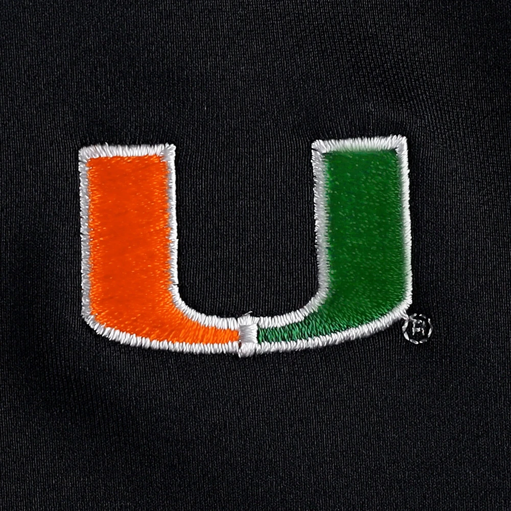 Men's Peter Millar Black Miami Hurricanes Perth Performance Quarter-Zip Top