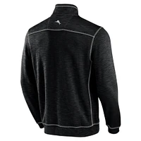 Men's Tommy Bahama Black Miami Hurricanes Big & Tall Tobago Bay Tri-Blend Quarter-Zip Sweatshirt