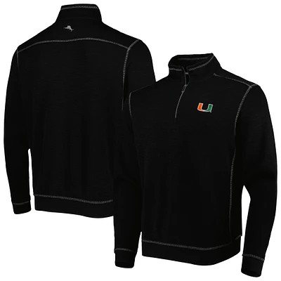 Tommy Bahama Black Miami Hurricanes Sport Tobago Bay Tri-Blend Mock Neck Half-Zip Jacket