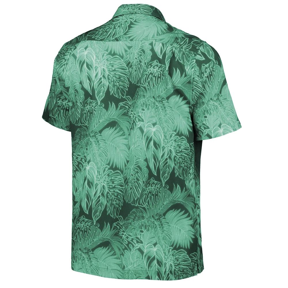 Men's Tommy Bahama Green Miami Hurricanes Big & Tall Coast Luminescent Fronds IslandZone Button-Up Camp Shirt